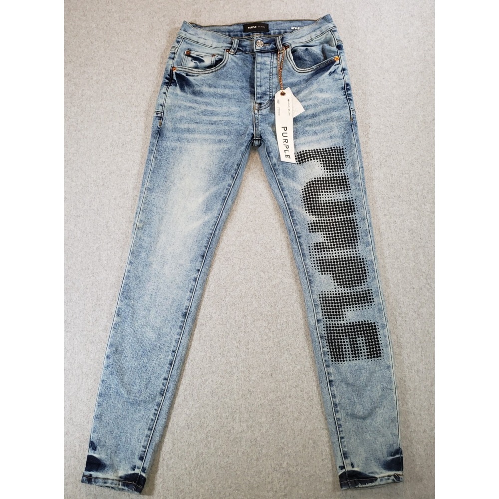 Purple Brand Mens Skinny Jeans PURPLE Spellout 30 x 30 Style# 2023 Fashion NEW